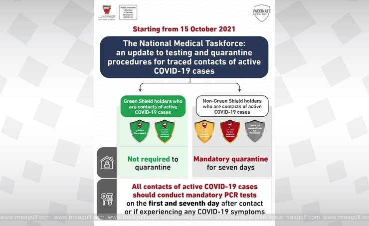 యాక్టివ్ కోవిడ్ 19 కేసులతో కాంటాక్ట్ ఉన్నవారికి గ్రీన్ షీల్డ్ వుంటే క్వారంటైన్ అవసరం లేదు